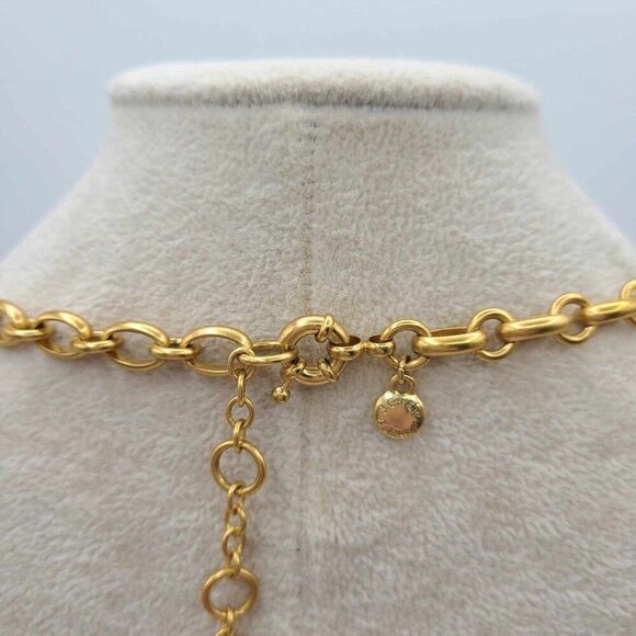 J Crew Clear Crystal Gold Tone Bow Necklace NWOT! - Picture 3 of 9